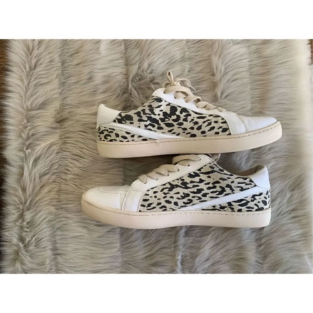 Oasis Society White and Tan/Leopard Sneakers Size 10